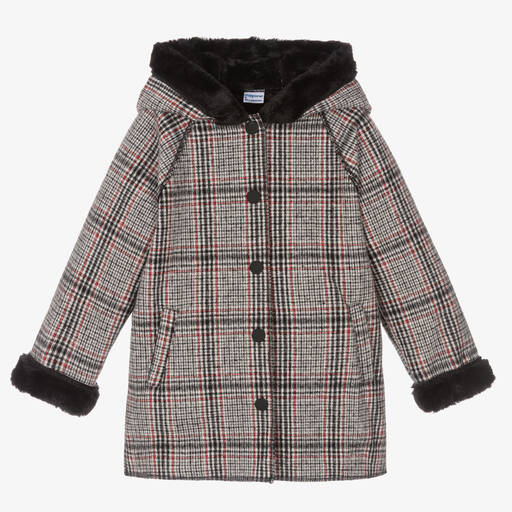 Mayoral-Черно-красное пальто в клетку | Childrensalon Outlet