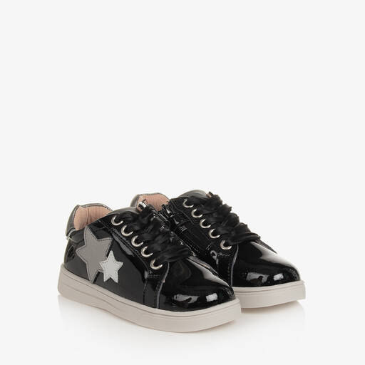 Mayoral-Girls Black & Silver Star Leather Trainers | Childrensalon Outlet