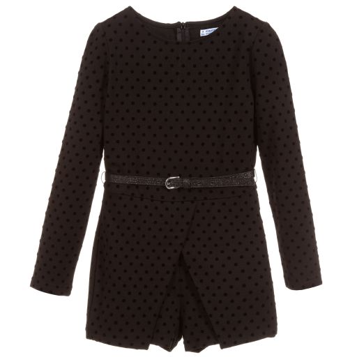 Mayoral-Girls Black Viscose Playsuit | Childrensalon Outlet