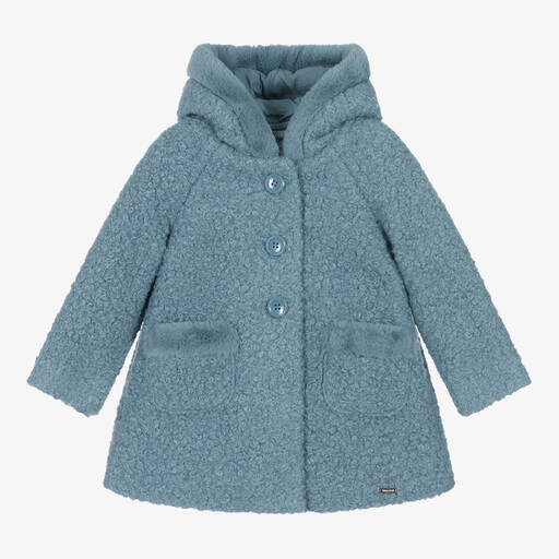Mayoral-Girls Blue Bouclé Coat | Childrensalon Outlet