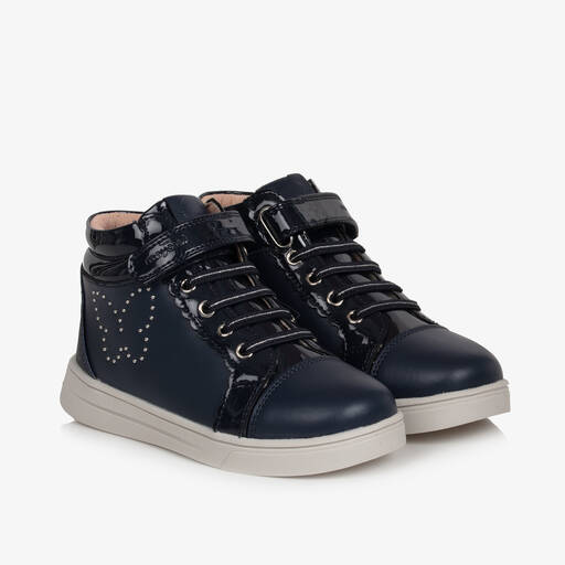 Mayoral-Girls Blue Butterfly High-Top Trainers | Childrensalon Outlet