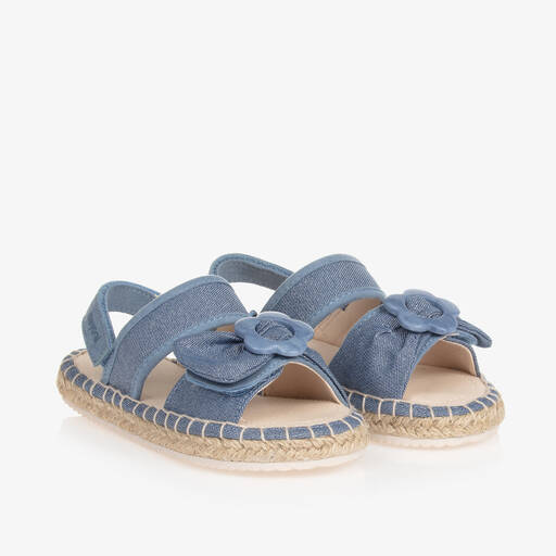 Mayoral-Girls Blue Canvas Velcro Sandals | Childrensalon Outlet