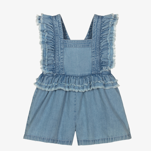 Mayoral-Blauer Chambray-Playsuit (M) | Childrensalon Outlet