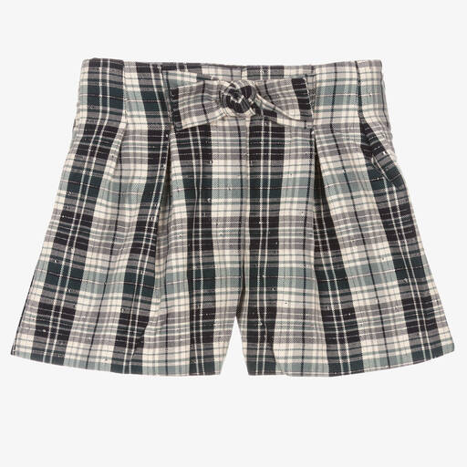 Mayoral-Girls Blue Check Pleated Shorts | Childrensalon Outlet
