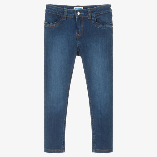Mayoral-Girls Blue Cotton Denim Skinny Jeans | Childrensalon Outlet