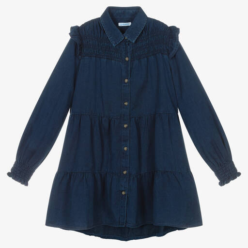 Mayoral-Girls Blue Denim Dress | Childrensalon Outlet