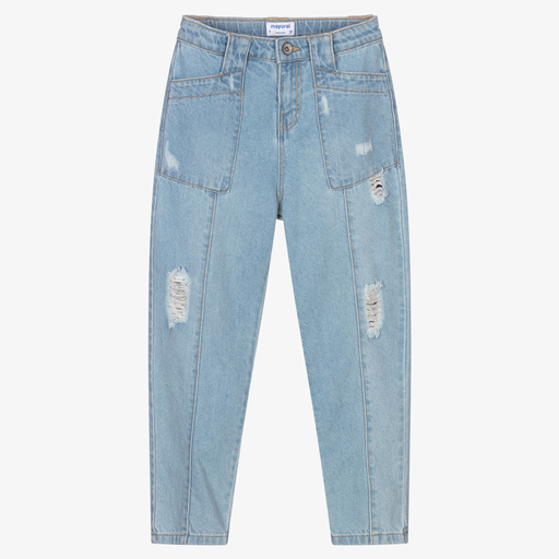 Mayoral-Girls Blue Denim Jeans | Childrensalon Outlet