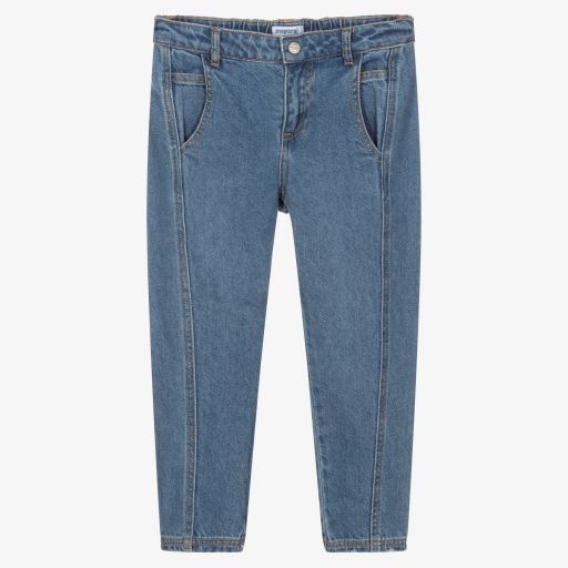 Mayoral-Girls Blue Denim Slouchy Jeans | Childrensalon Outlet
