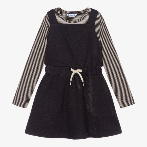 Mayoral-Girls Blue Dress Set | Childrensalon Outlet