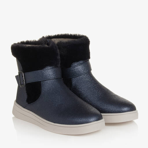 Mayoral-Girls Blue Faux Fur Boots | Childrensalon Outlet