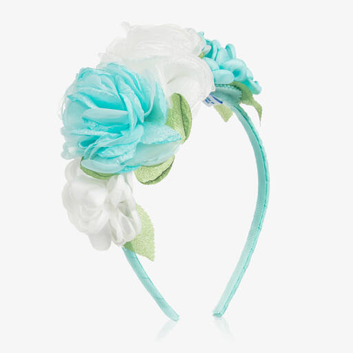 Mayoral-Serre-tête bleu à fleurs fille | Childrensalon Outlet