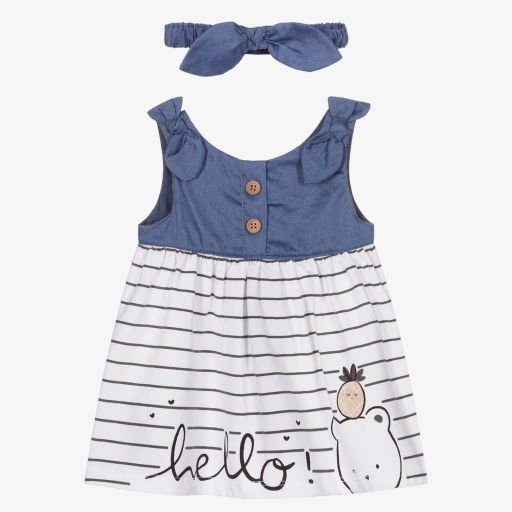 Mayoral Newborn-Girls Blue & Grey Dress Set | Childrensalon Outlet