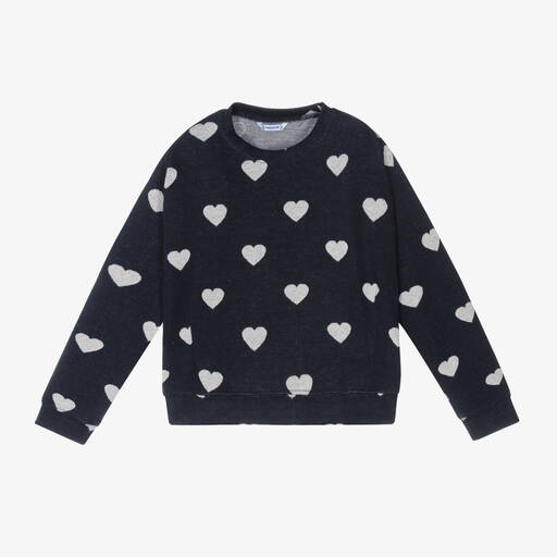 Mayoral-Girls Blue Heart Sweatshirt | Childrensalon Outlet