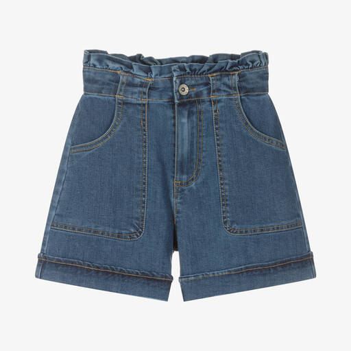Mayoral-Синие джинсовые шорты с высокой талией | Childrensalon Outlet