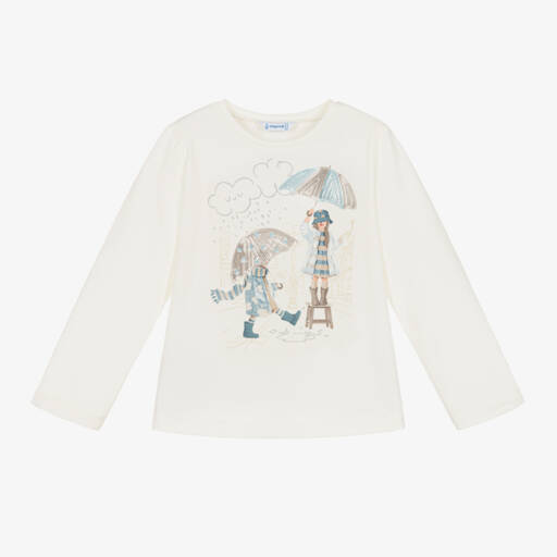 Mayoral-Girls Blue & Ivory Sequin Umbrella Top | Childrensalon Outlet