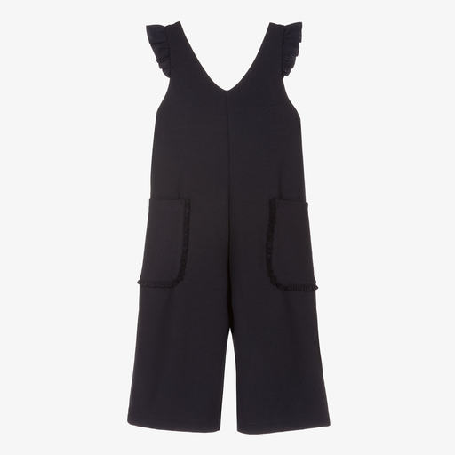 Mayoral-Girls Blue Jersey Jumpsuit | Childrensalon Outlet