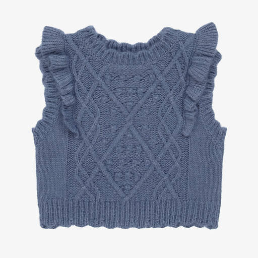 Mayoral-Girls Blue Knitted Sweater Vest | Childrensalon Outlet