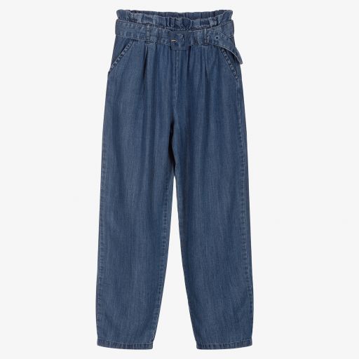 Mayoral-Girls Blue Lyocell Trousers | Childrensalon Outlet