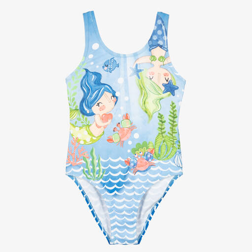 Mayoral-Girls Blue Mermaid Swimsuit | Childrensalon Outlet