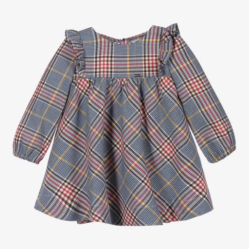 Mayoral-Girls Blue & Pink Check Dress | Childrensalon Outlet