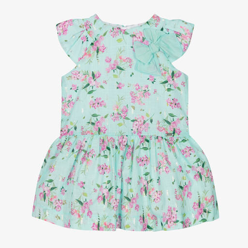 Mayoral-Girls Blue & Pink Floral Dress  | Childrensalon Outlet