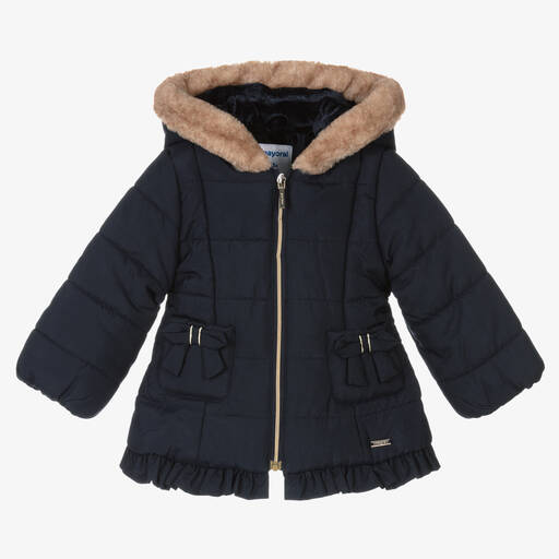 Mayoral-Girls Blue Puffer Coat | Childrensalon Outlet