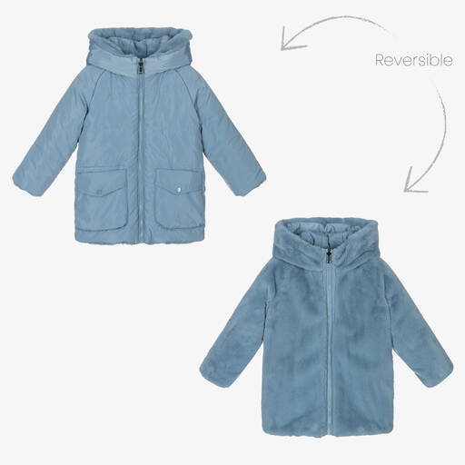Mayoral-Голубое двустороннее пальто для девочек | Childrensalon Outlet