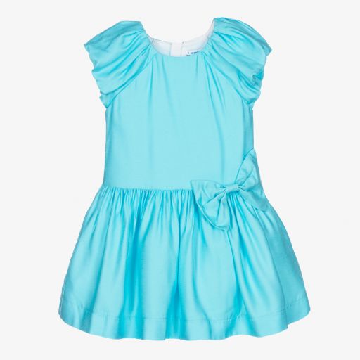 Mayoral-Girls Blue Satin Dress | Childrensalon Outlet
