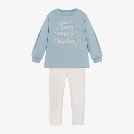 Mayoral-Girls Blue Sequin Top and Leggings | Childrensalon Outlet