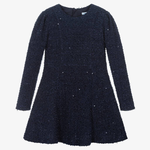 Mayoral-Girls Blue Sequinned Dress | Childrensalon Outlet