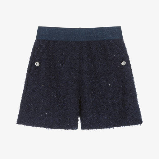 Mayoral-Girls Blue Sequinned Shorts | Childrensalon Outlet
