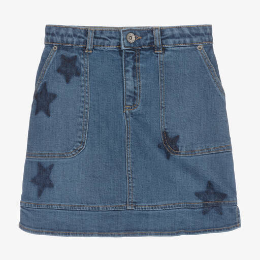 Mayoral-Girls Blue Star Denim Skirt | Childrensalon Outlet