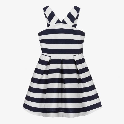 Mayoral-Girls Blue Striped Dress | Childrensalon Outlet