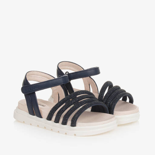 Mayoral-Girls Blue Studded Strap Sandals | Childrensalon Outlet