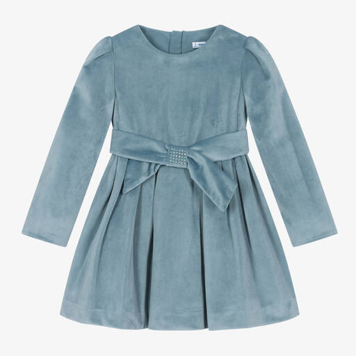 Mayoral-Robe bleue en velours fille | Childrensalon Outlet