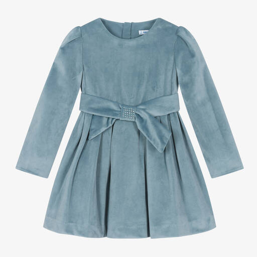 Mayoral-Голубое бархатное платье для девочек | Childrensalon Outlet