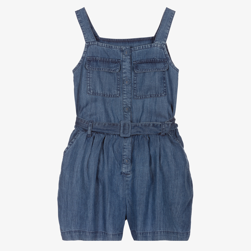 Mayoral-Girls Blue Viscose Playsuit | Childrensalon Outlet