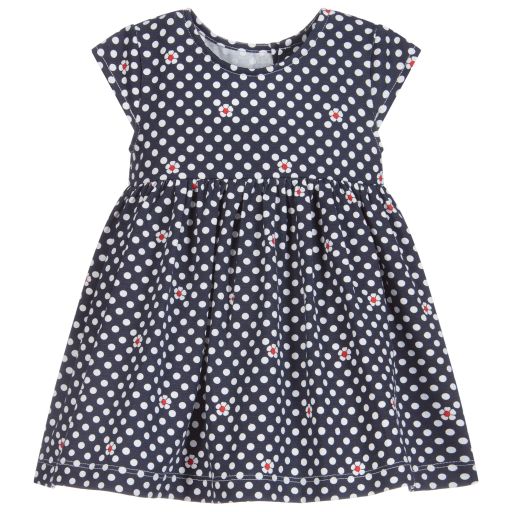 Mayoral-Girls Blue & White Dots Dress | Childrensalon Outlet