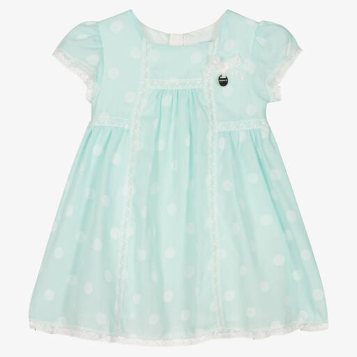 Mayoral-Girls Blue & White Polka Dot Dress | Childrensalon Outlet