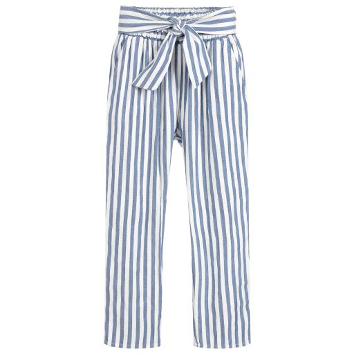 Mayoral-Girls Blue & White Trousers | Childrensalon Outlet