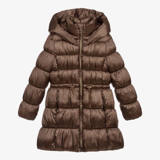 Mayoral-Girls Brown Puffer Coat  | Childrensalon Outlet