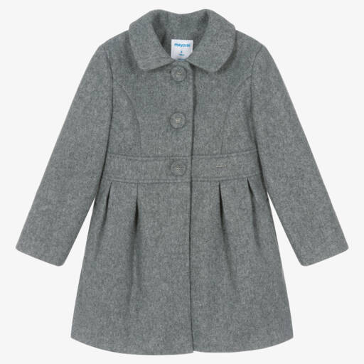 Mayoral-Girls Charcoal Felted Overcoat | Childrensalon Outlet