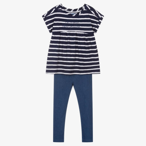 Mayoral-Girls Classic Blue Jersey Ensemble | Childrensalon Outlet