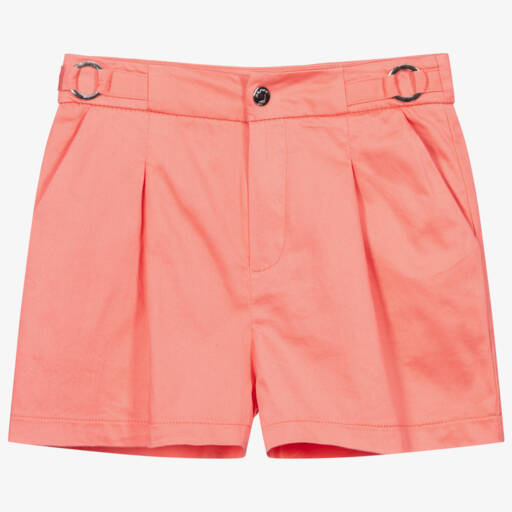 Mayoral-Girls Coral Pink Cotton Shorts | Childrensalon Outlet