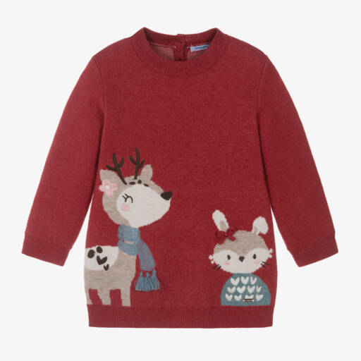 Mayoral-Girls Cosy Red Knit Dress | Childrensalon Outlet