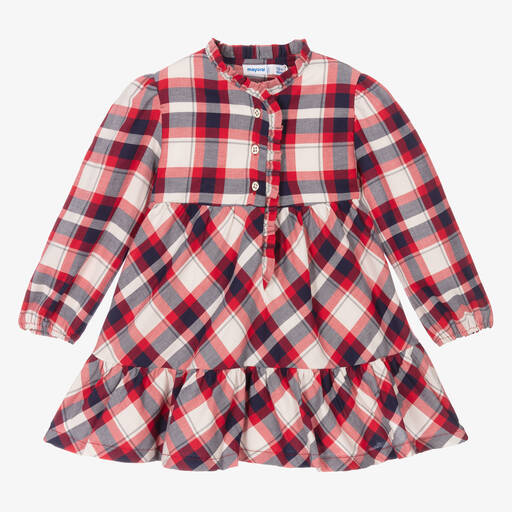Mayoral-Girls Cotton Check Dress | Childrensalon Outlet