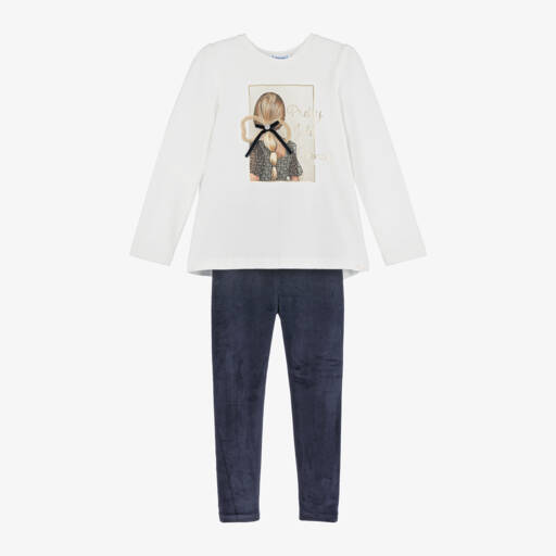 Mayoral-Girls Cotton Jersey & Velour Outfit | Childrensalon Outlet