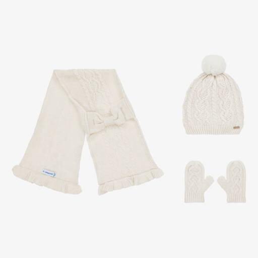 Mayoral-Girls Cozy Ivory Knit Trio | Childrensalon Outlet