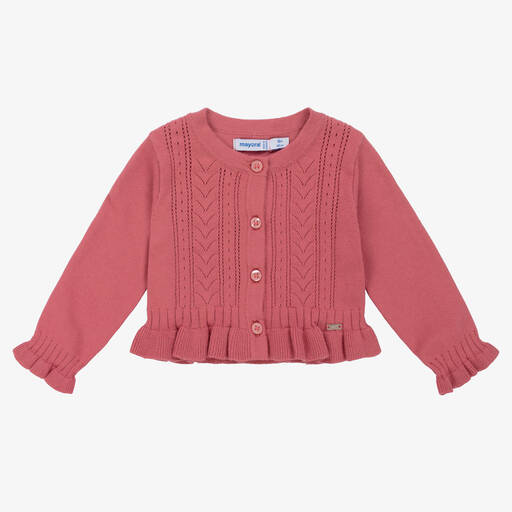Mayoral-Girls Dark Pink Cotton Cardigan | Childrensalon Outlet
