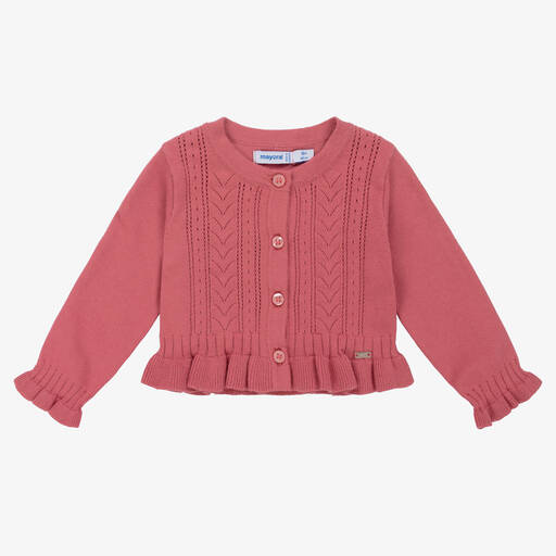 Mayoral-Cardigan rose foncé en coton fille | Childrensalon Outlet